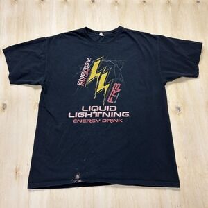 Liquid Lightning Energy Drink Cyrus Shirt Mens Large Black Bolt Promo Tee